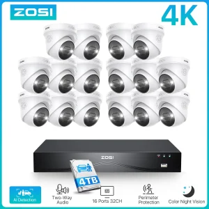 ZOSI 4K 8MP PoE Security Camera System 16 Port 32CH