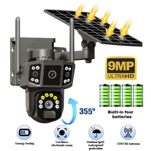 9MP 4K IP Camera Dual Lens Screen WiFi PTZ Auto Tracking